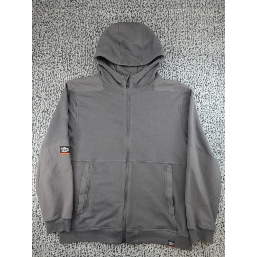 Brunt Workwear Mens XL‎ Gray Full Zip Reinforced Hoodie Sweatshirt Jacket